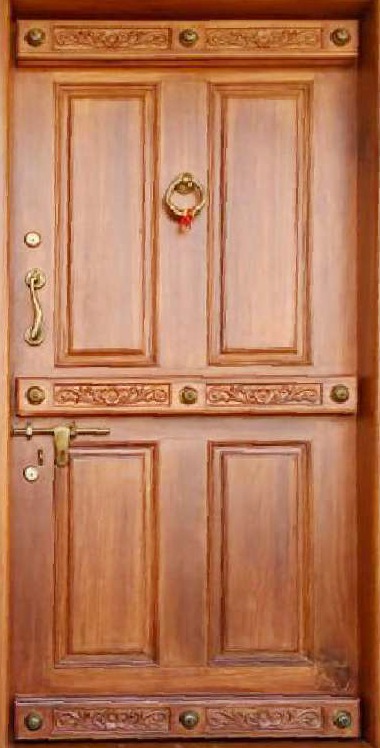 Front Door Teak Modern Chettined door - Polished