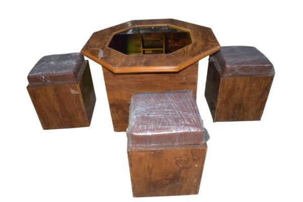 Lumber ParkĀ® Mystery Well Coffee Table with 4 Puffy Stool - Image 11