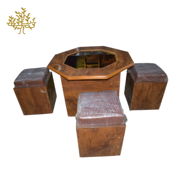 Lumber ParkĀ® Mystery Well Coffee Table with 4 Puffy Stool - Image 13