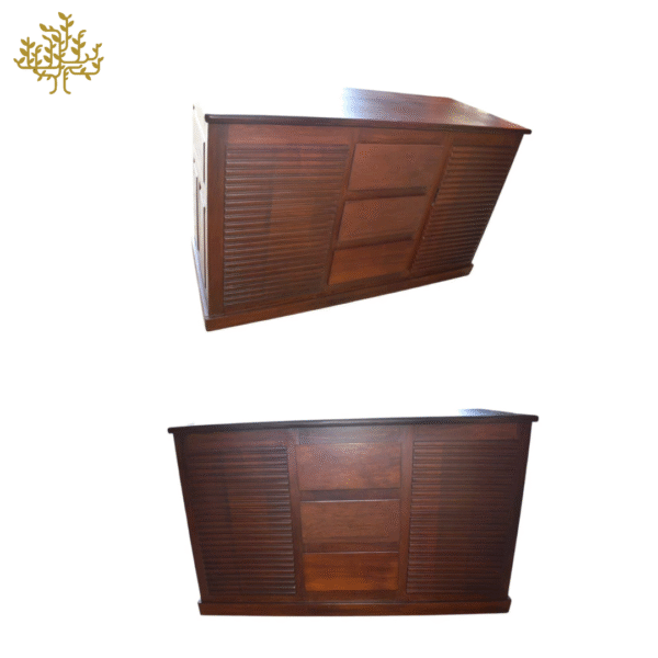 Elegant French-Style Teak Storage Table – 2 Doors & 3 Drawers Inclusive GST and Delivery - Image 3