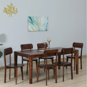 Lumber Park™ Teak Wood 6 Seater Dining Set In Provincial Teak Finish
