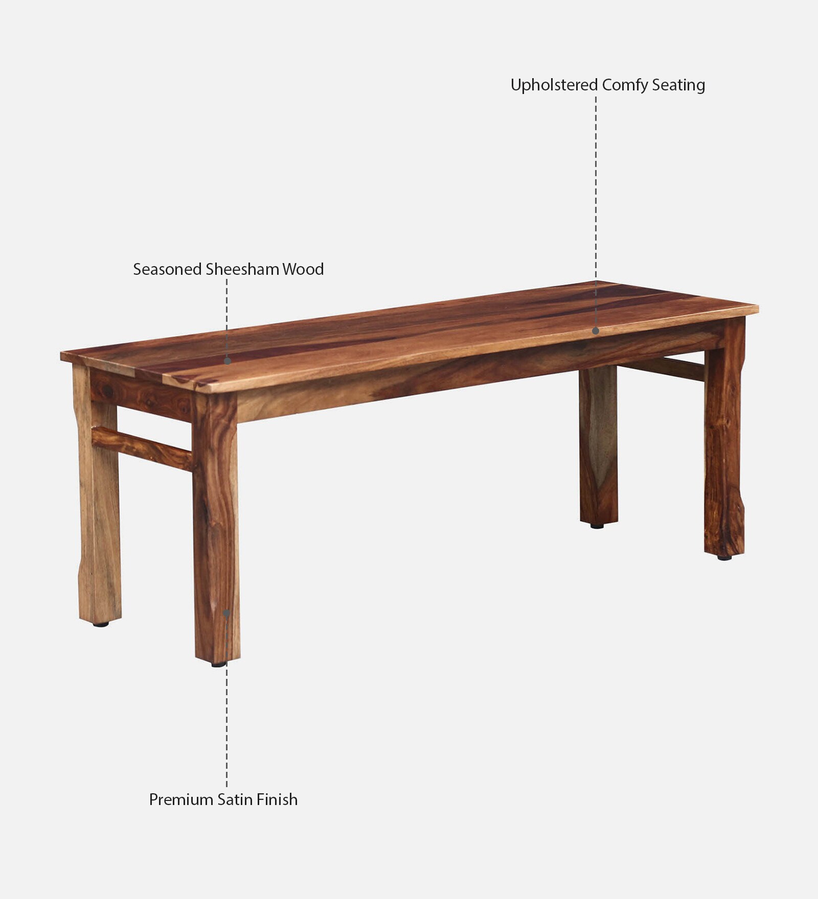 Lumber Park™ Teak Wood 6 Seater Dining Set In Rustic Teak Finish With Bench - Image 6